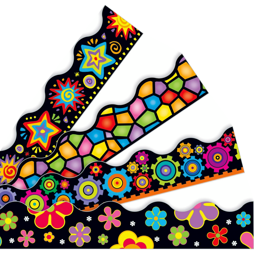 Trend® Terrific Trimmers® Variety Pack-Brights on Black (4 Designs) 156'