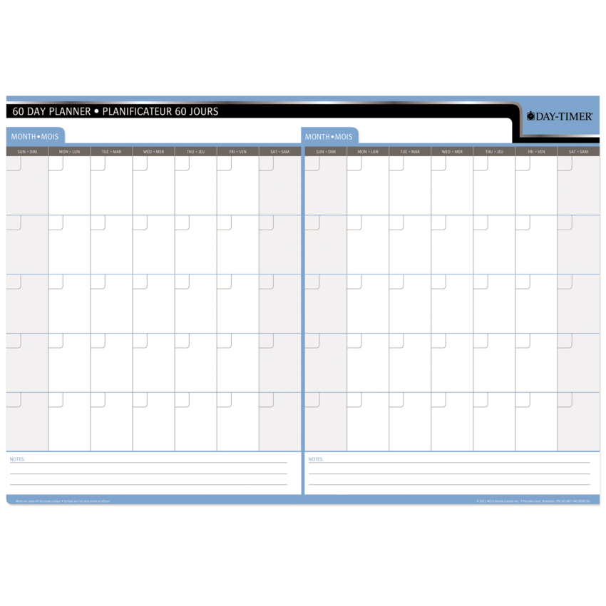 Day-Timer® Double-Sided Flexible Planner 30/60 Day 17" x 24" Bilingual