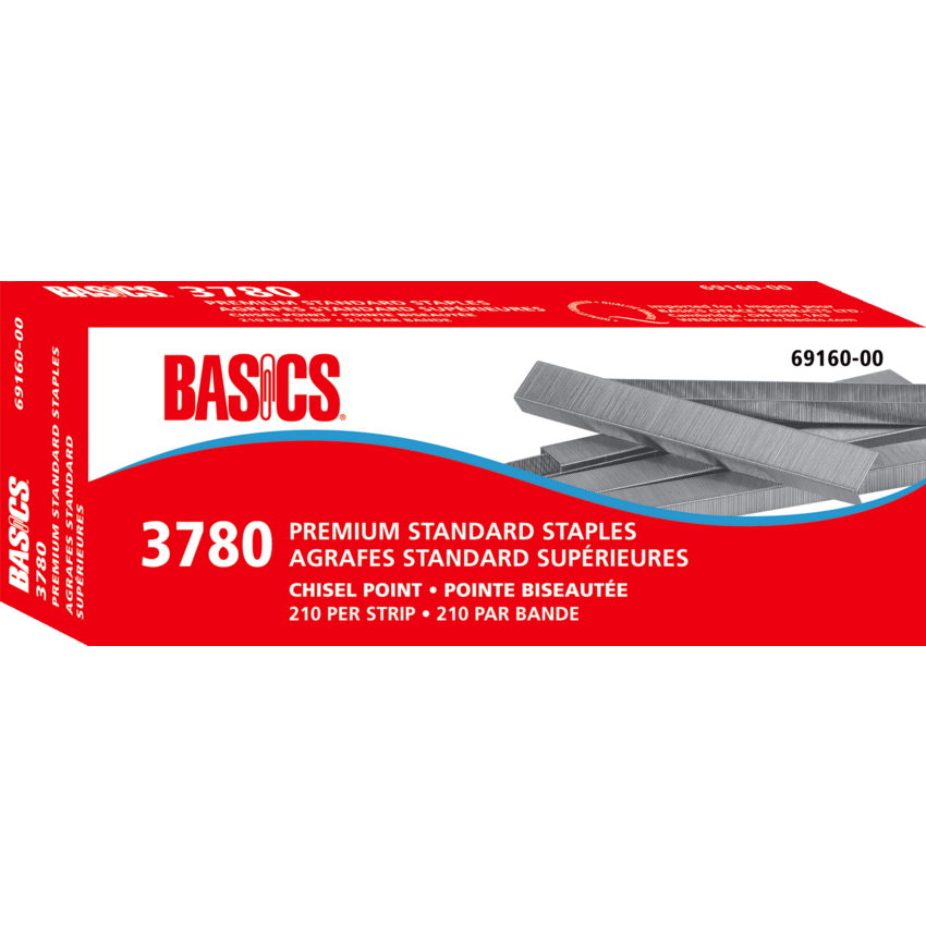 Basics® Premium Standard Staples Chisel Point 1/4" 3,780/box