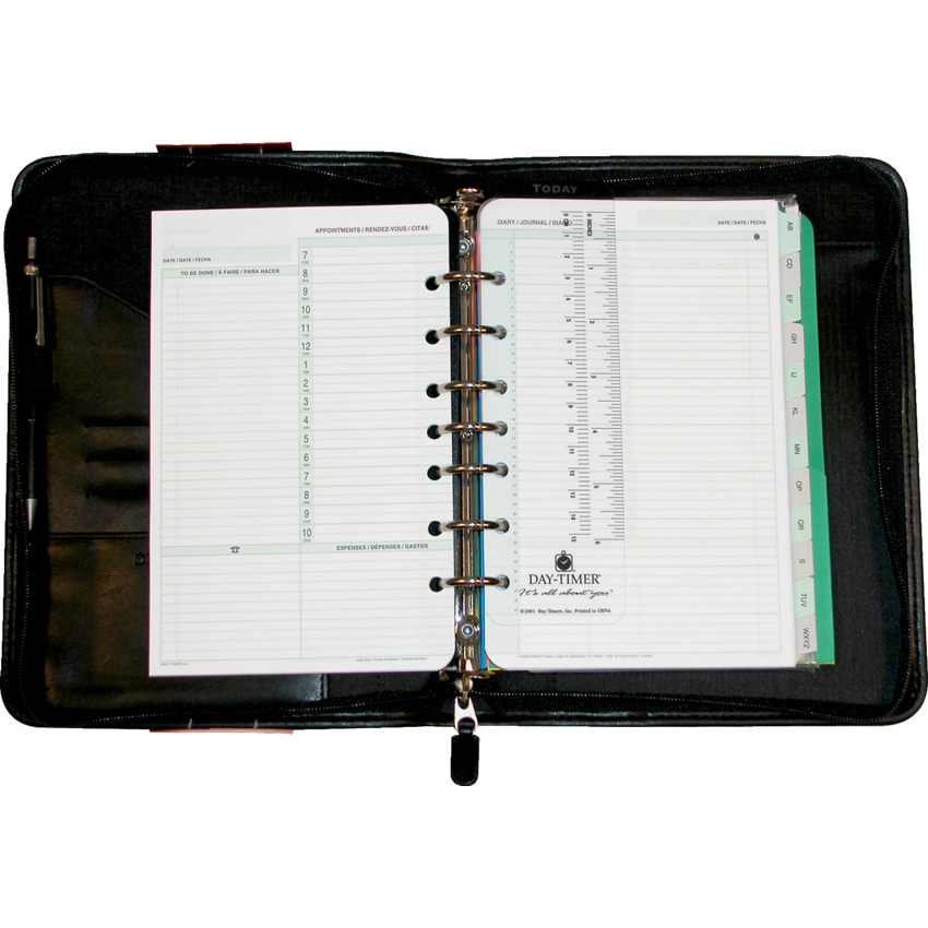 Day-Timer® Fresno Attaché Organizer Desk Size Vinyl Bilingual Black