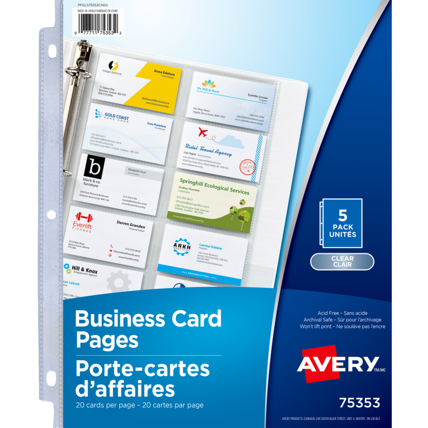 Avery® Business Card Pages Untabbed 5 sheets/pkg