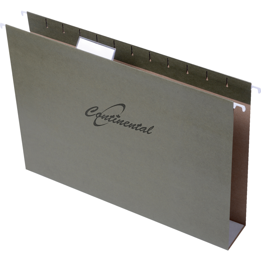 Continental Extra Capacity Hanging Folders Letter 2" Standard Green 25/box