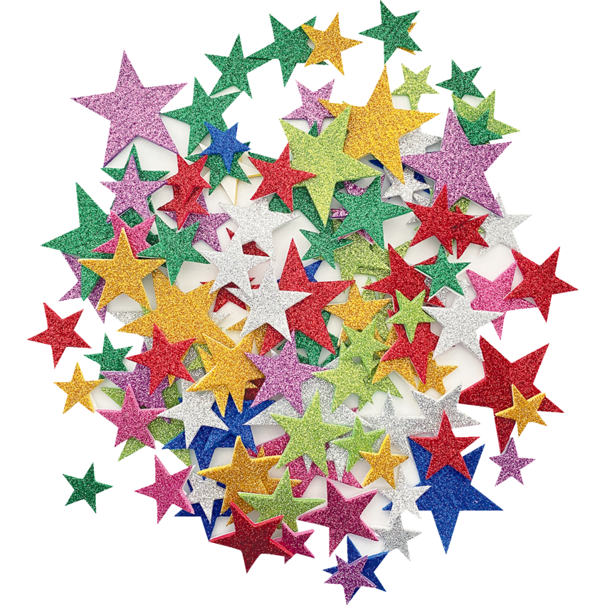 DBLG Self-adhesive Foam Shapes Stars Assorted glitter colours 120/pkg
