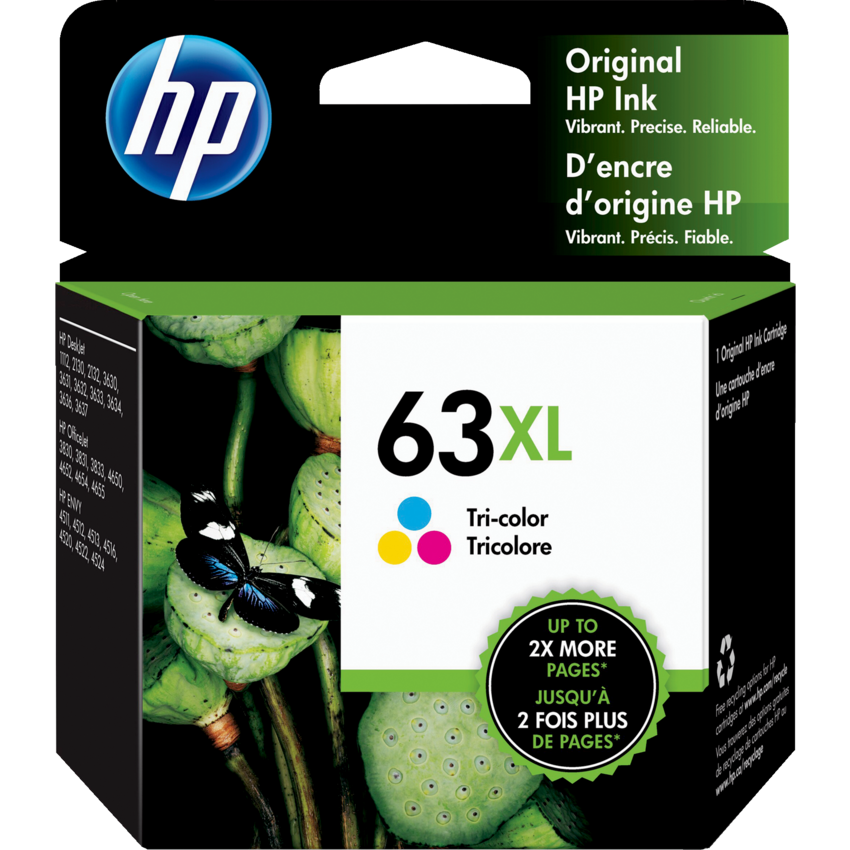 HP Inkjet Cartridges #63XL High Yield Tricolour