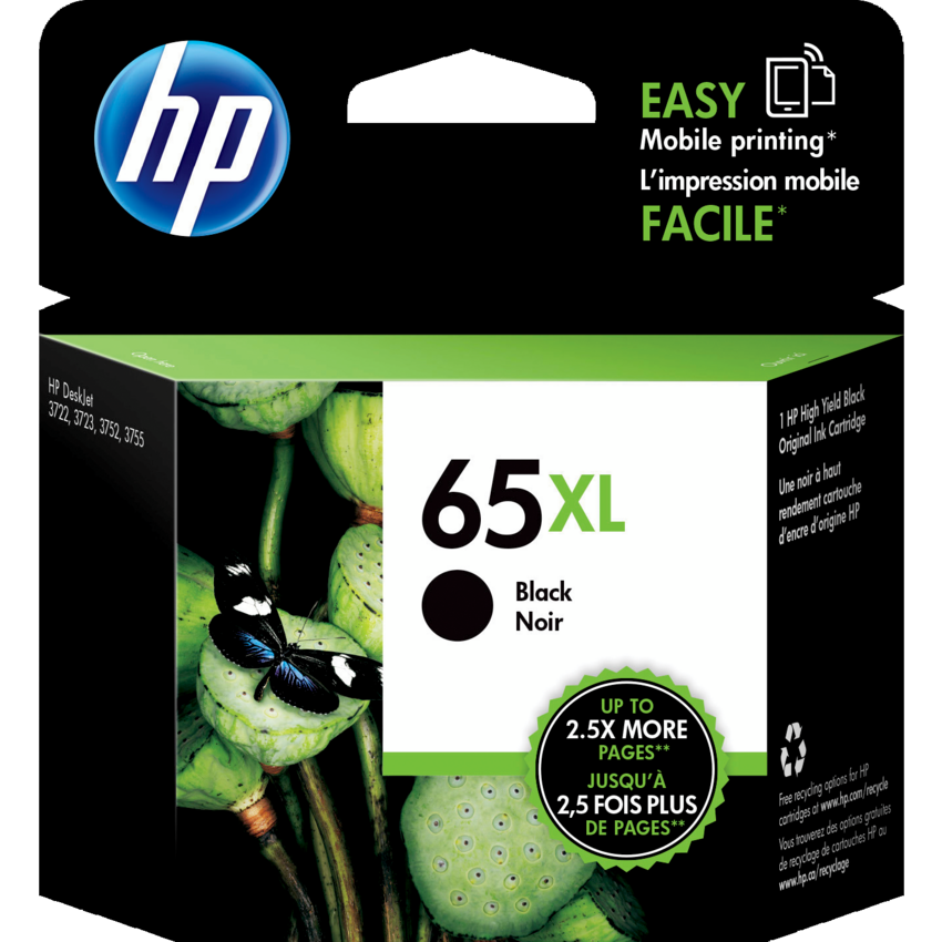 HP Inkjet Cartridge High Yield #65XL Black