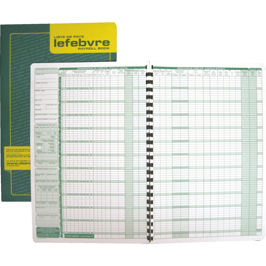 Dean Payroll Book 8 Employees Bilingual