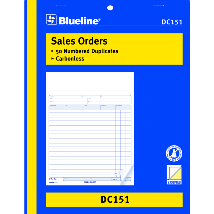 Blueline® Carbonless Sales Orders 2-part 8-1/2x11" English