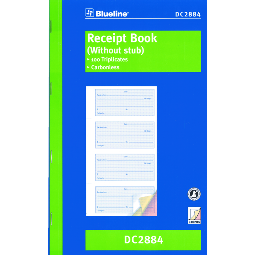 Blueline® Receipt Book Carbonless 3-part 100 sets English