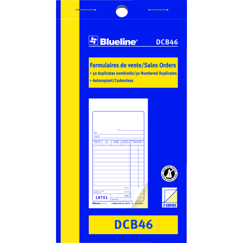 Blueline® Carbonless Sales Book 2-part 3-1/2x6-1/2" Bilingual
