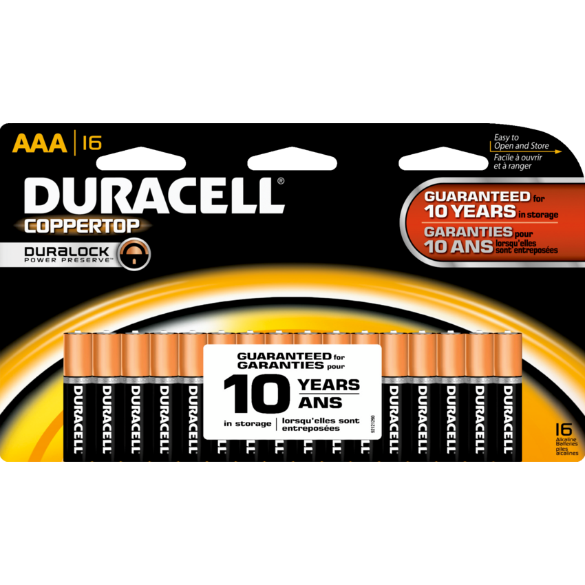 Duracell® CopperTop® Batteries "AAA", 16/pkg