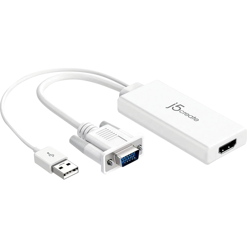 j5create® VGA to HDMI™ Video Audio Adaptor White