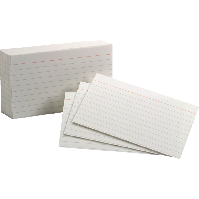 Oxford® White Index Cards 3" x 5" Ruled 100/pkg