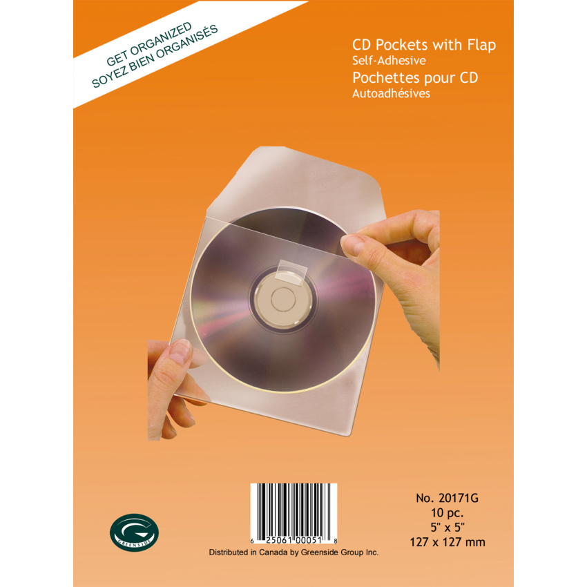 Greenside Adhesive CD/DVD Pockets 10/pkg