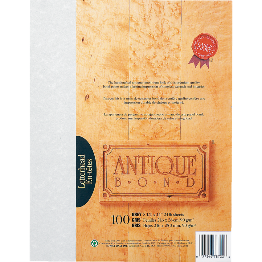 St. James® Antique Bond™ Paper Letter Grey 100/pkg