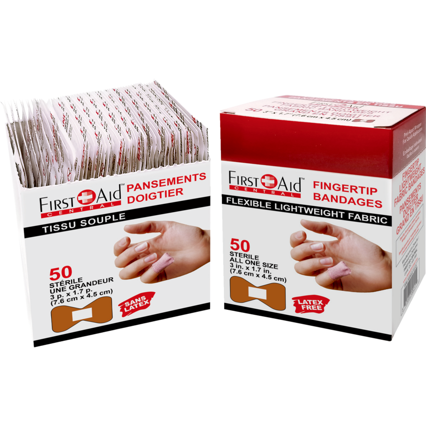 First Aid Central® Fabric Bandages Fingertip 1-3/4" x 3" 50/box
