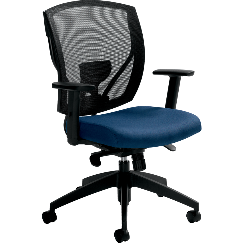 Offices to Go Ibex Mesh Medium Back Synchro Tilter Chair Jenny Fabric Admiral