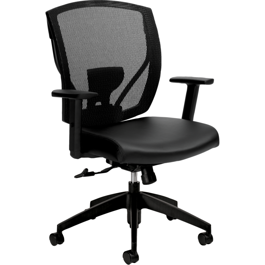 Offices To Go® Ibex Tilter Chair Medium Back Luxhide Black