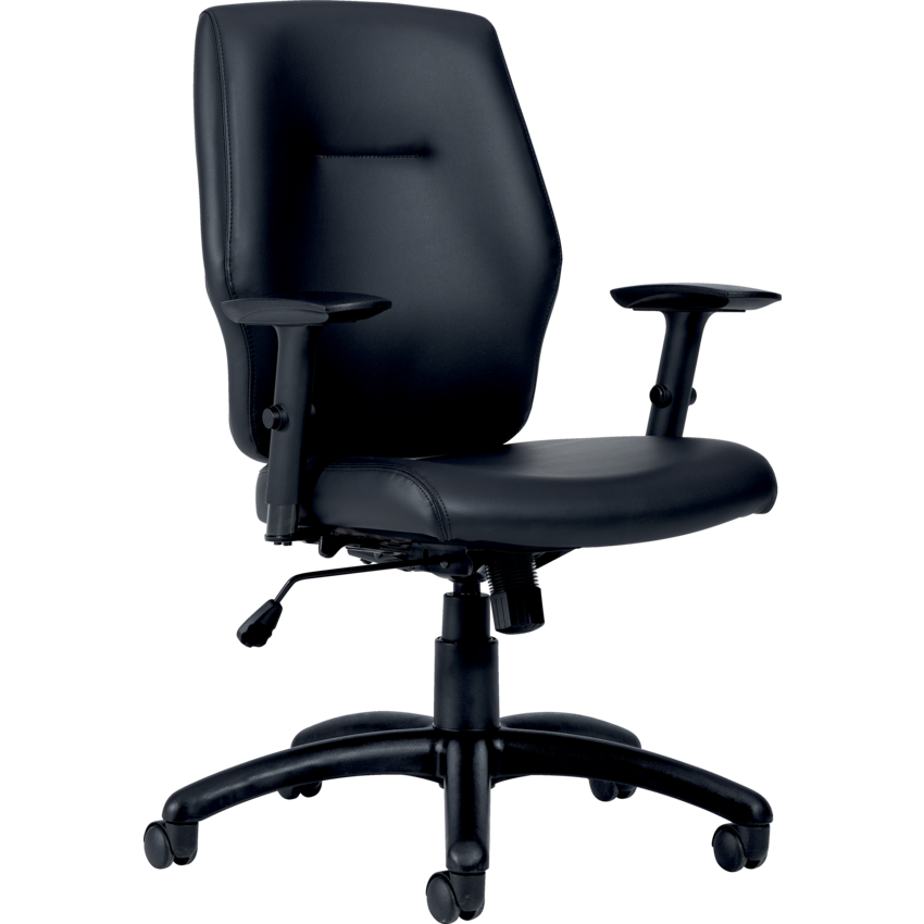 Offices to Go® Marlee Synchro-Tilter Medium Back Luxhide Chair Black