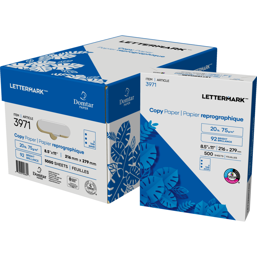 Domtar Lettermark™ Copy Paper 92B 20lb 8-1/2" x 11" 3-Hole 500/pkg