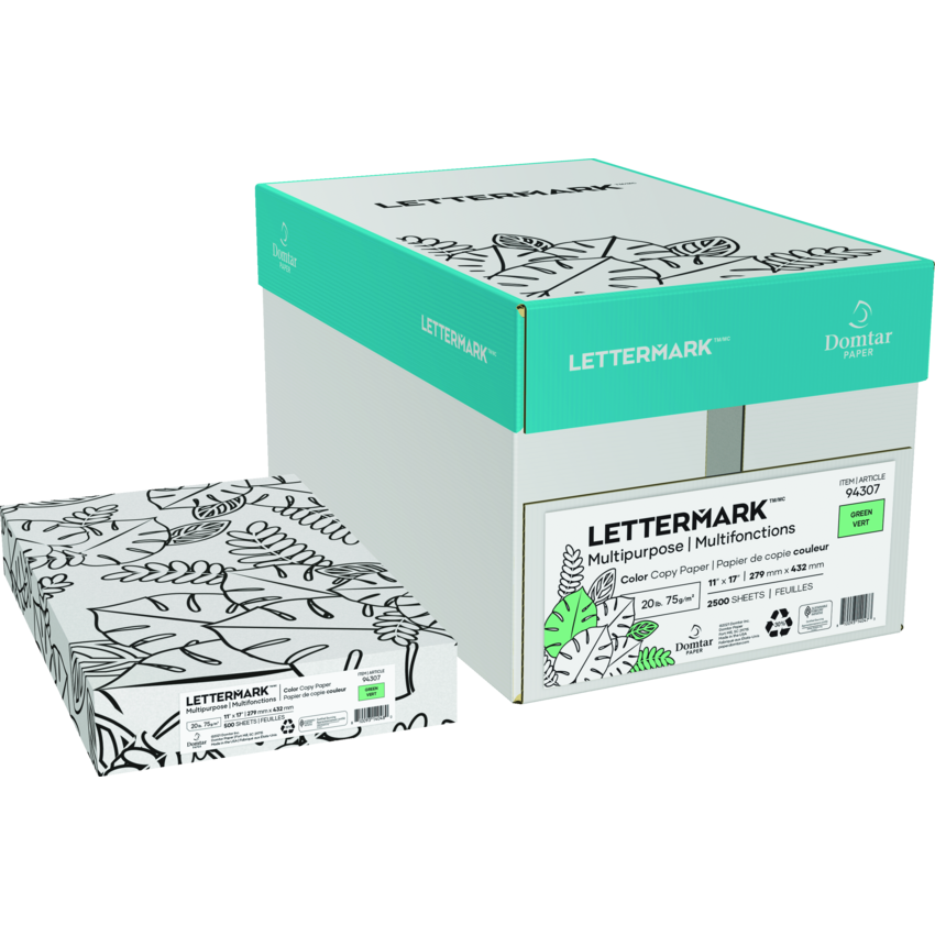 Domtar Lettermark™ Colors Multipurpose Coloured Paper Ledger Green 500/pkg