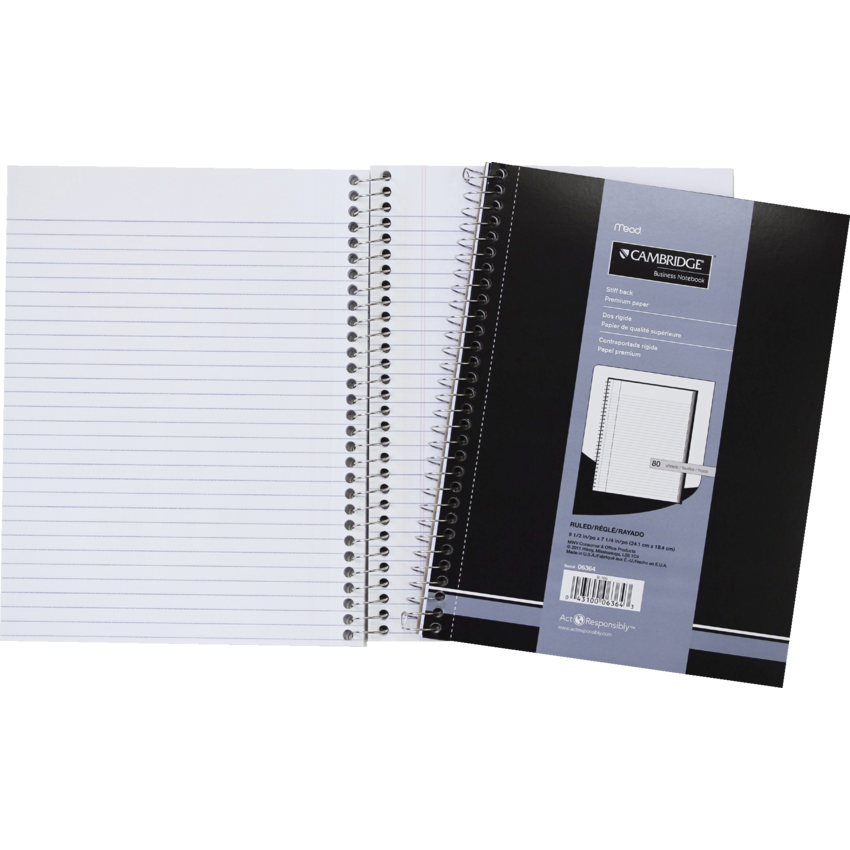 Mead® Cambridge® Coil Notebook Side Bound 9-1/2x7-1/4" 160pgs