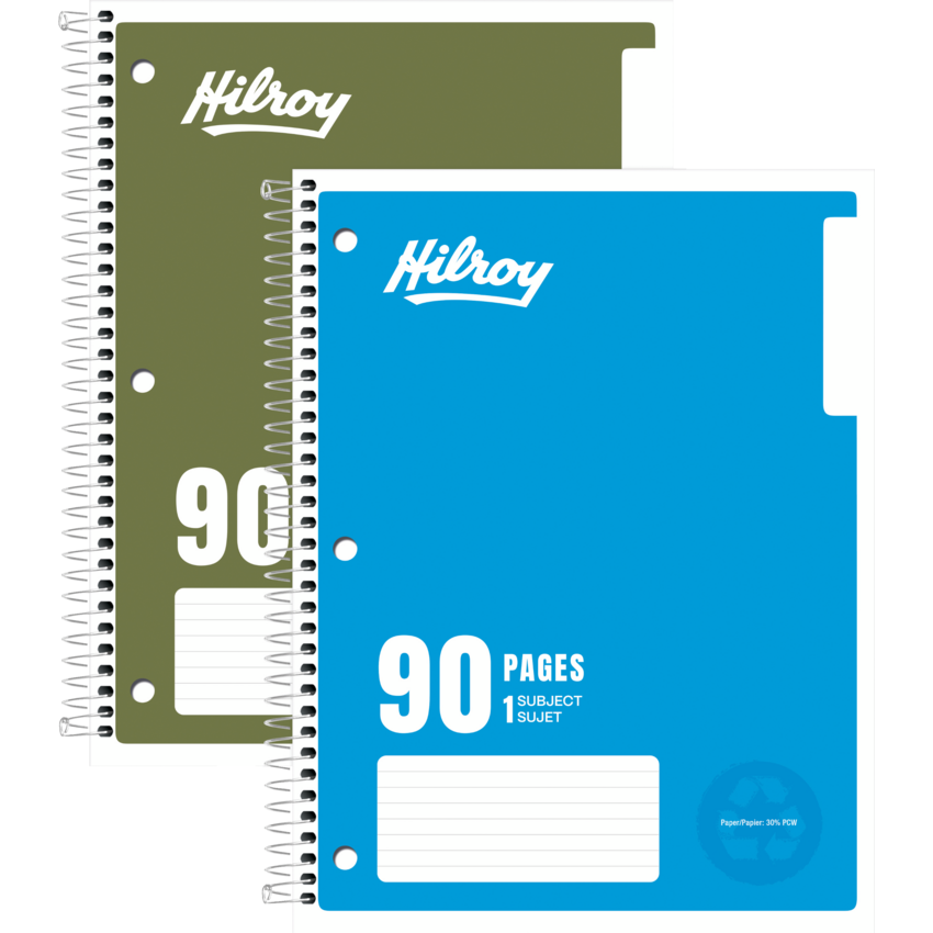 Hilroy Recycled Notebook 10-1/2x8" 90 pgs Assorted Colours