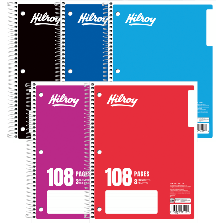 Hilroy 3-Subject Notebook Ruled 10-1/2x8" 108pgs