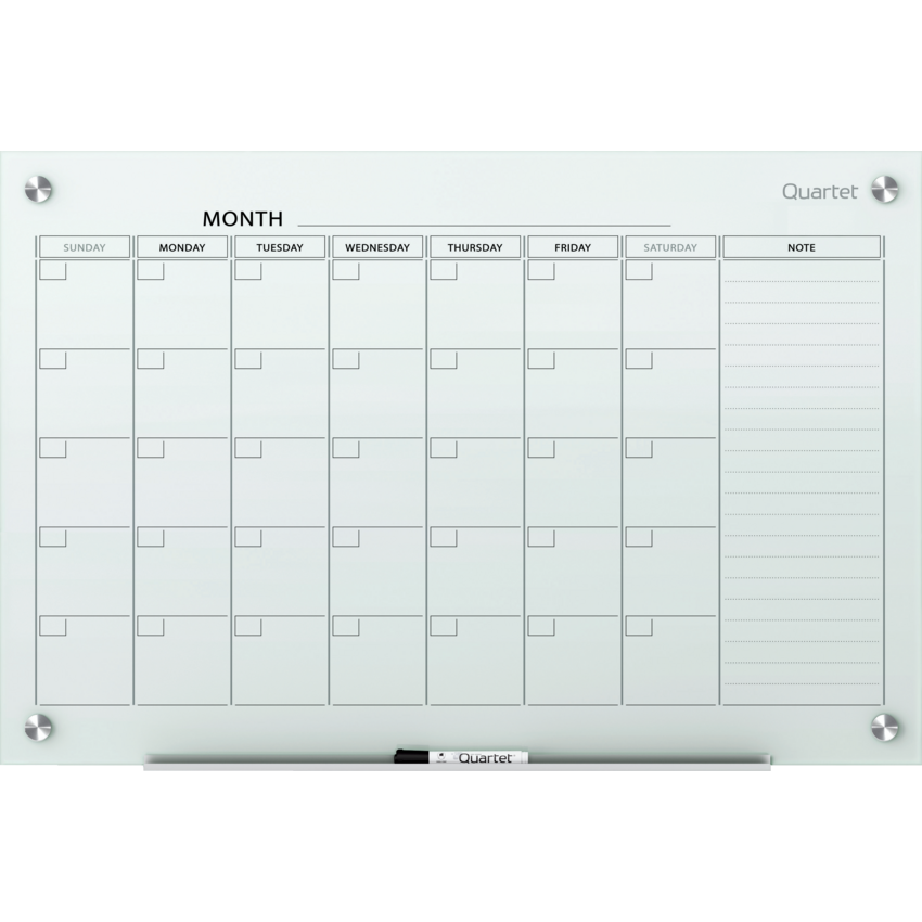 Quartet Infinity® Magnetic Glass Calendar Board 24" x 36" White