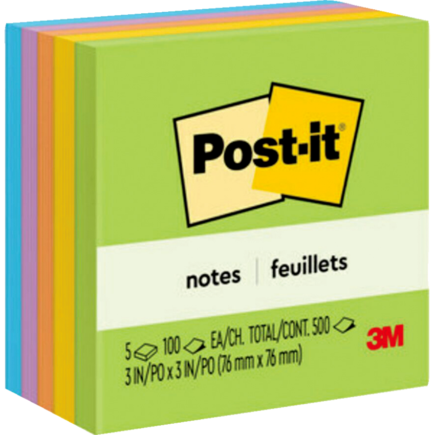 Post-it® Notes 3" x 3" 100 sheets per pad Assorted Floral Fantasy Colours 5 pads/pkg