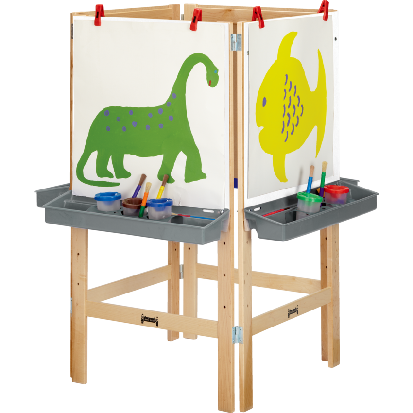 Jonti-Craft® 4 Way Adjustable Easel 24"W x 24"D x 46-1/2"H