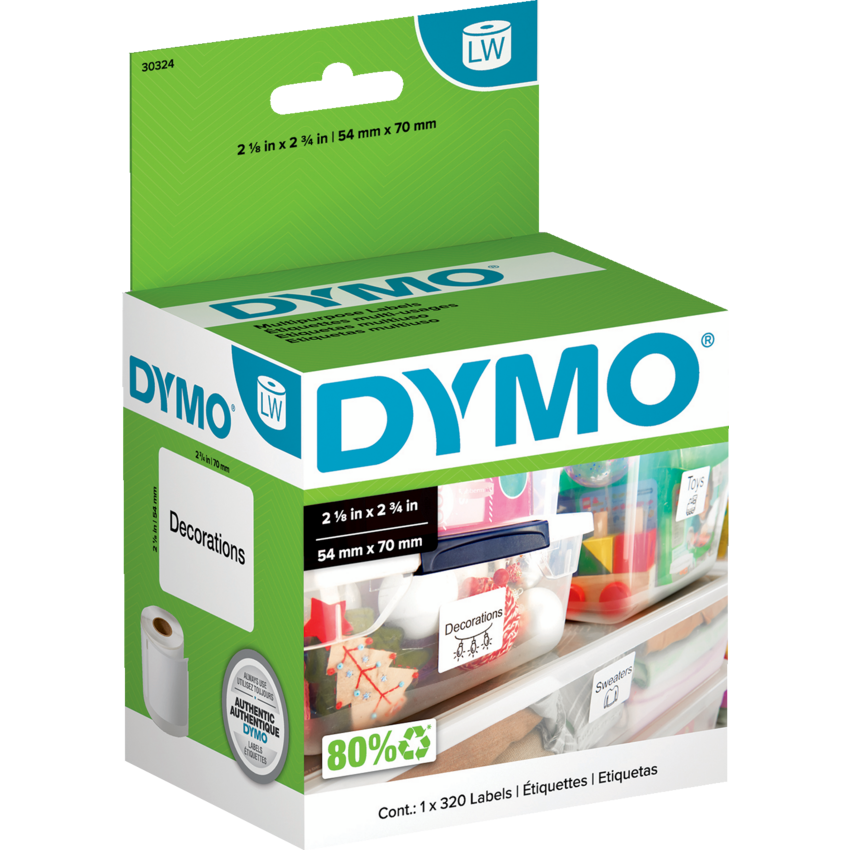 DYMO® LabelWriter® Labels Multi-Purpose 2-1/8" x 2-3/4" White 320/box