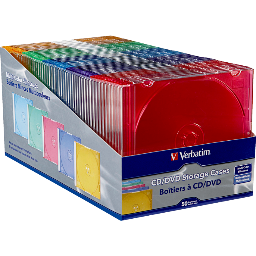 Verbatim® CD/DVD Colour Slim Jewel Cases 50/pkg