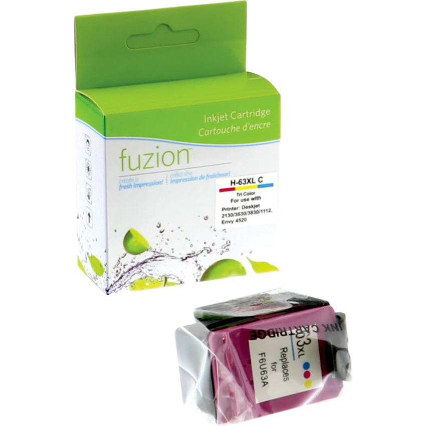 fuzion™ Remanufactured Inkjet Cartridges (HP 63XL) Cyan, Magenta, Yellow