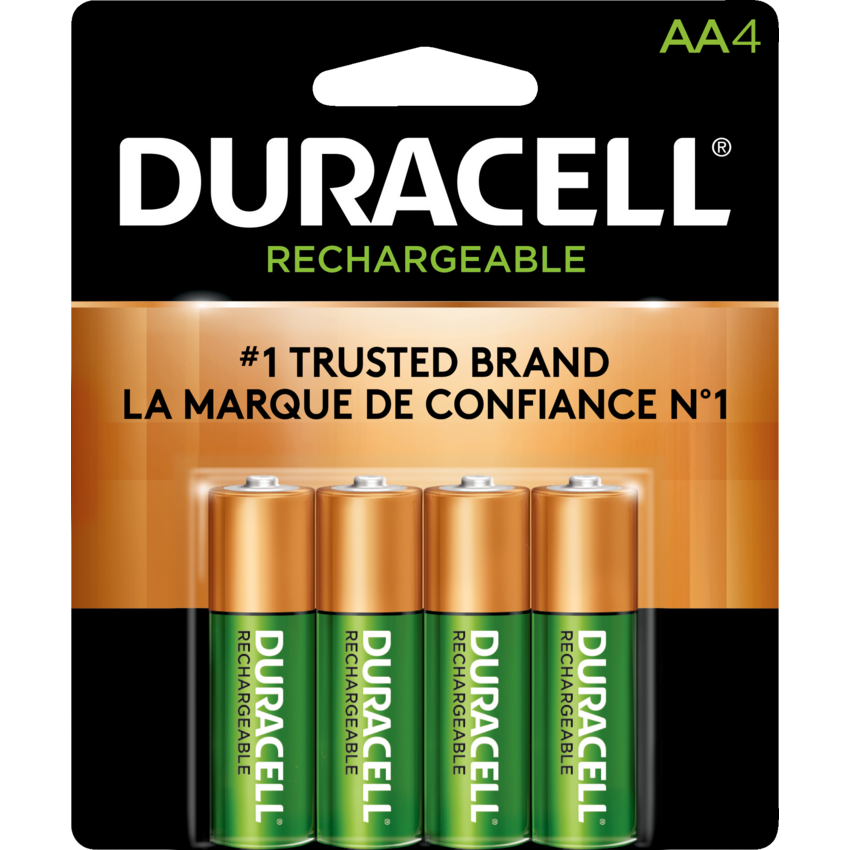 Duracell® CopperTop® Rechargeable Stay-Charged Batteries "AA" 4/pkg